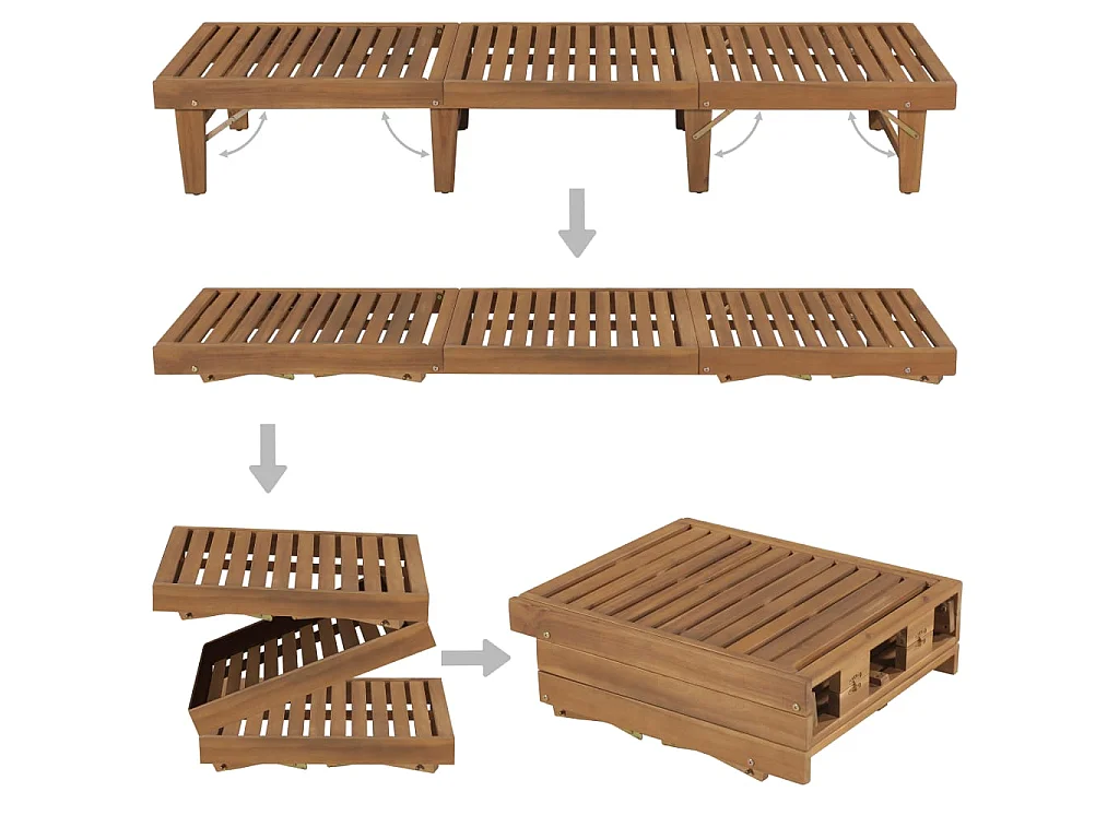 Tumbona plegable de madera maciza de acacia ES84160