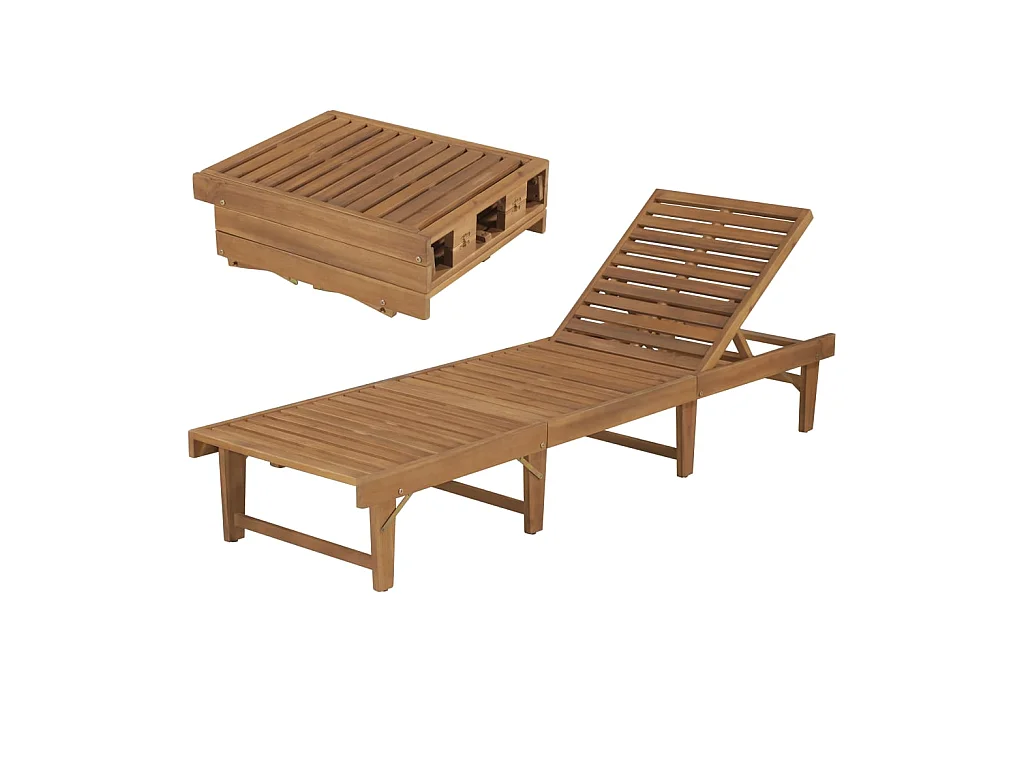 Bain de soleil pliable Bois d'acacia solide SEF24355