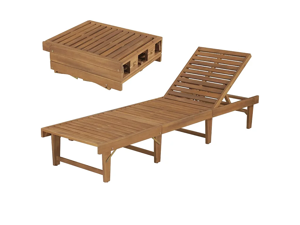 Bain de soleil pliable Bois d'acacia solide SEF24355