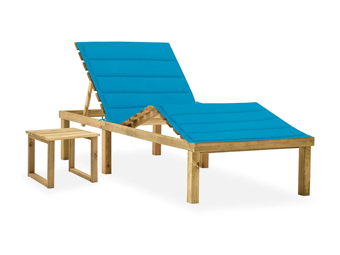 Bain de soleil de jardin avec table et coussin Pin imprégné SEF24507