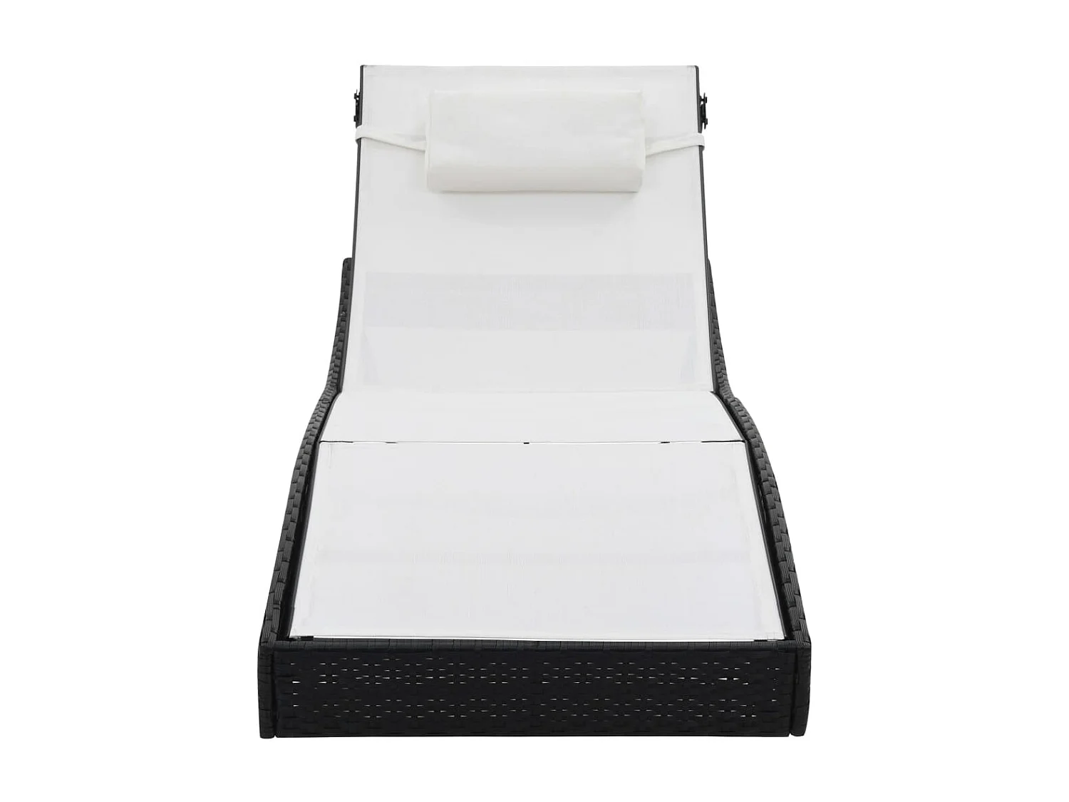 Bain de soleil avec oreiller Résine tressée Noir SEF77409