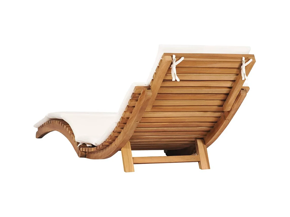 Bain de soleil pliable avec coussin blanc crème Bois de teck SEF82513