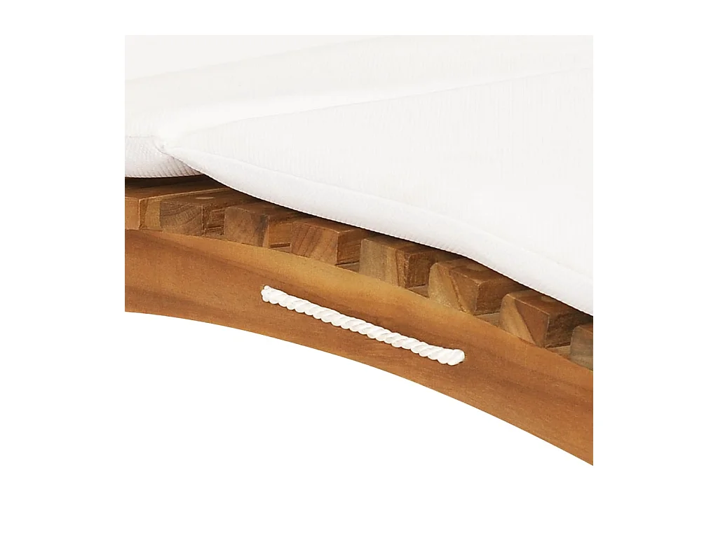Bain de soleil pliable avec coussin blanc crème Bois de teck SEF82513