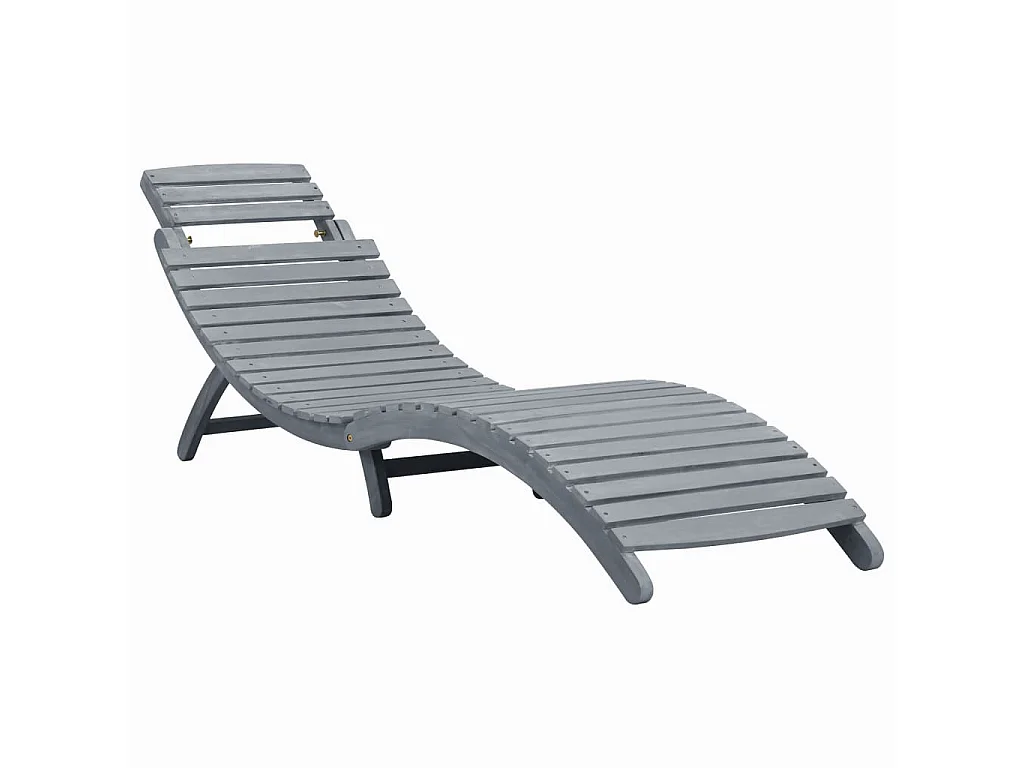 Bain de soleil avec coussin Gris Bois d'acacia solide SEF97219