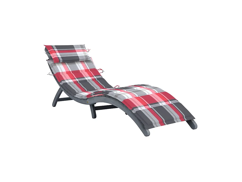 Bain de soleil avec coussin Gris Bois d'acacia solide SEF97219