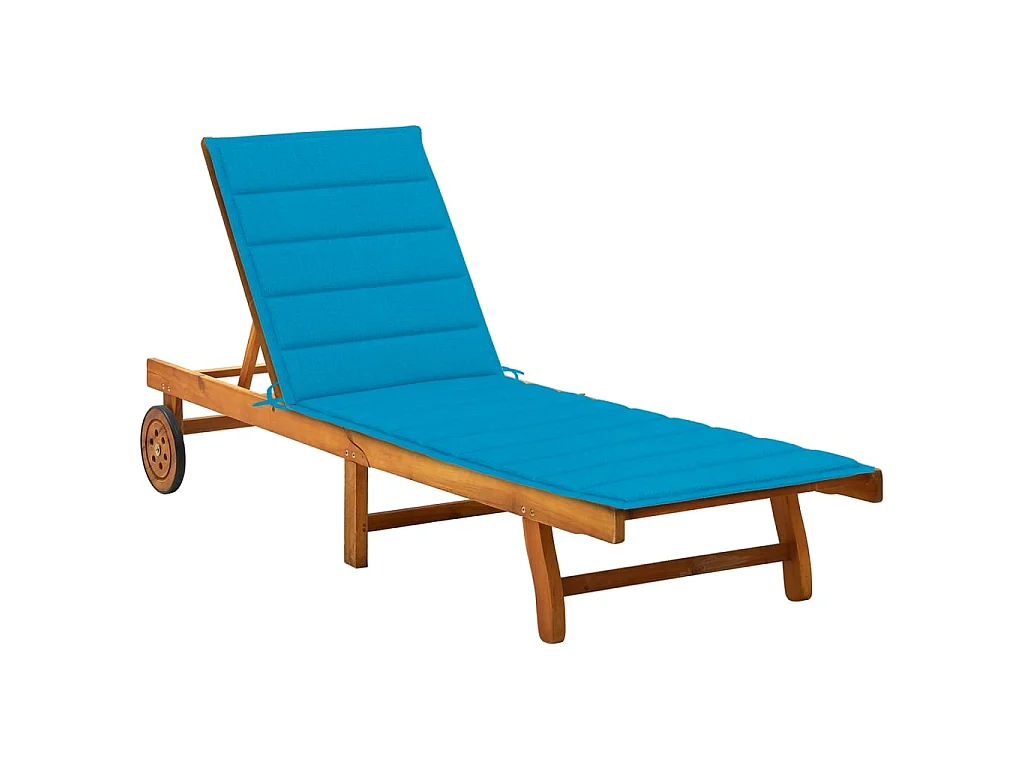 Bain de soleil avec coussin Bois d'acacia solide PEWV42132
