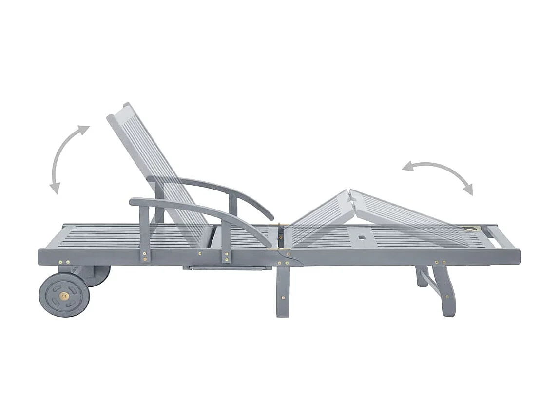 Bain de soleil de jardin Gris Bois d'acacia solide SEF83581