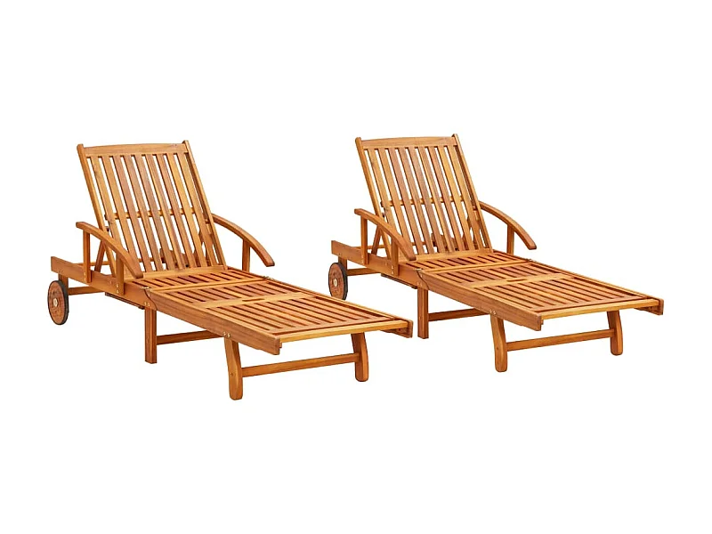 Bains de soleils 2 pcs Bois d'acacia solide SEF28528