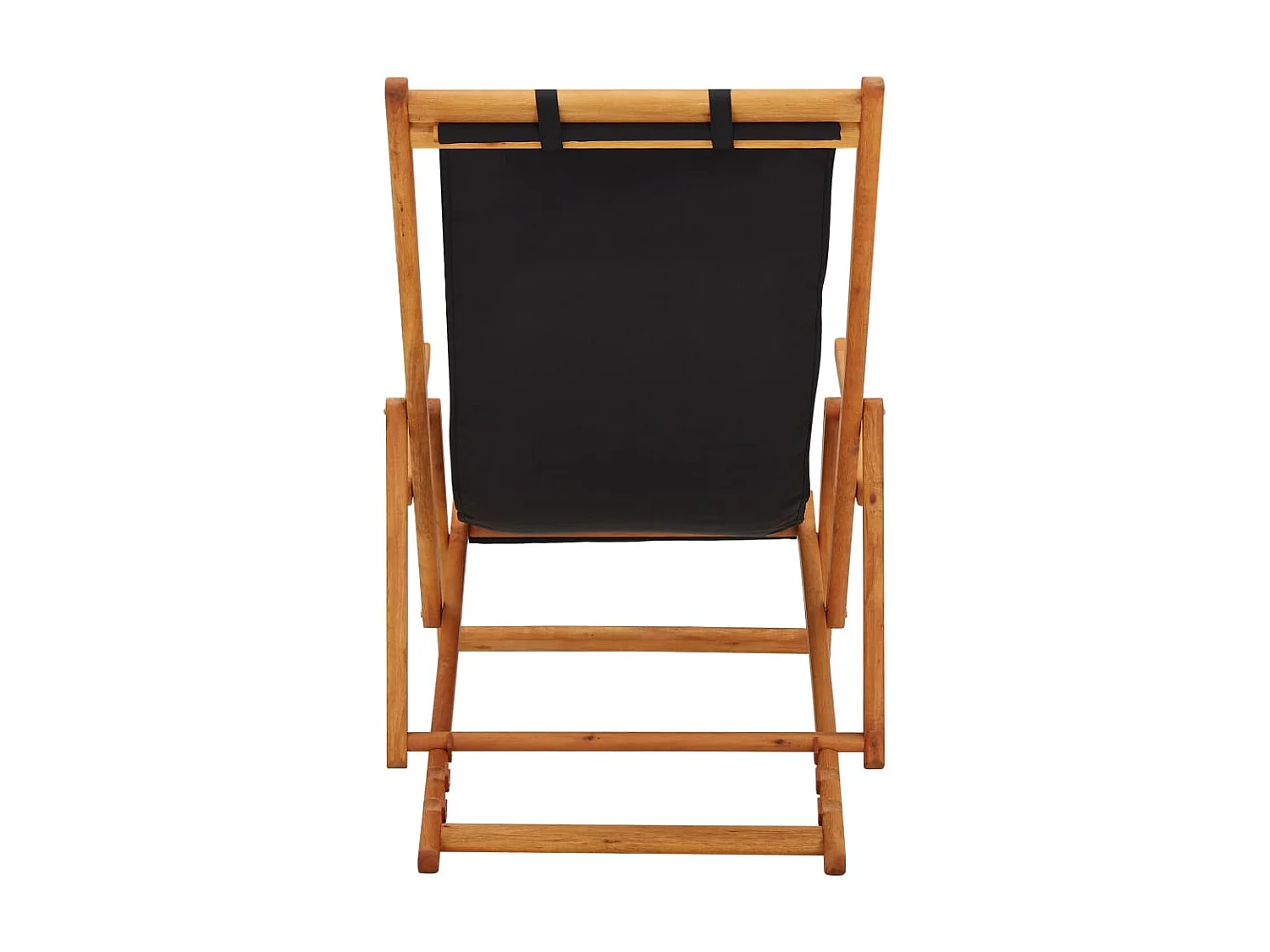 Bain de soleil pliable de plage Bois d'eucalyptus solide et tissu Noir SEF66438