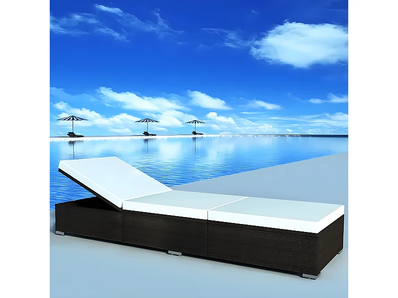 Bain de soleil avec coussin Résine tressée Marron SEF47650