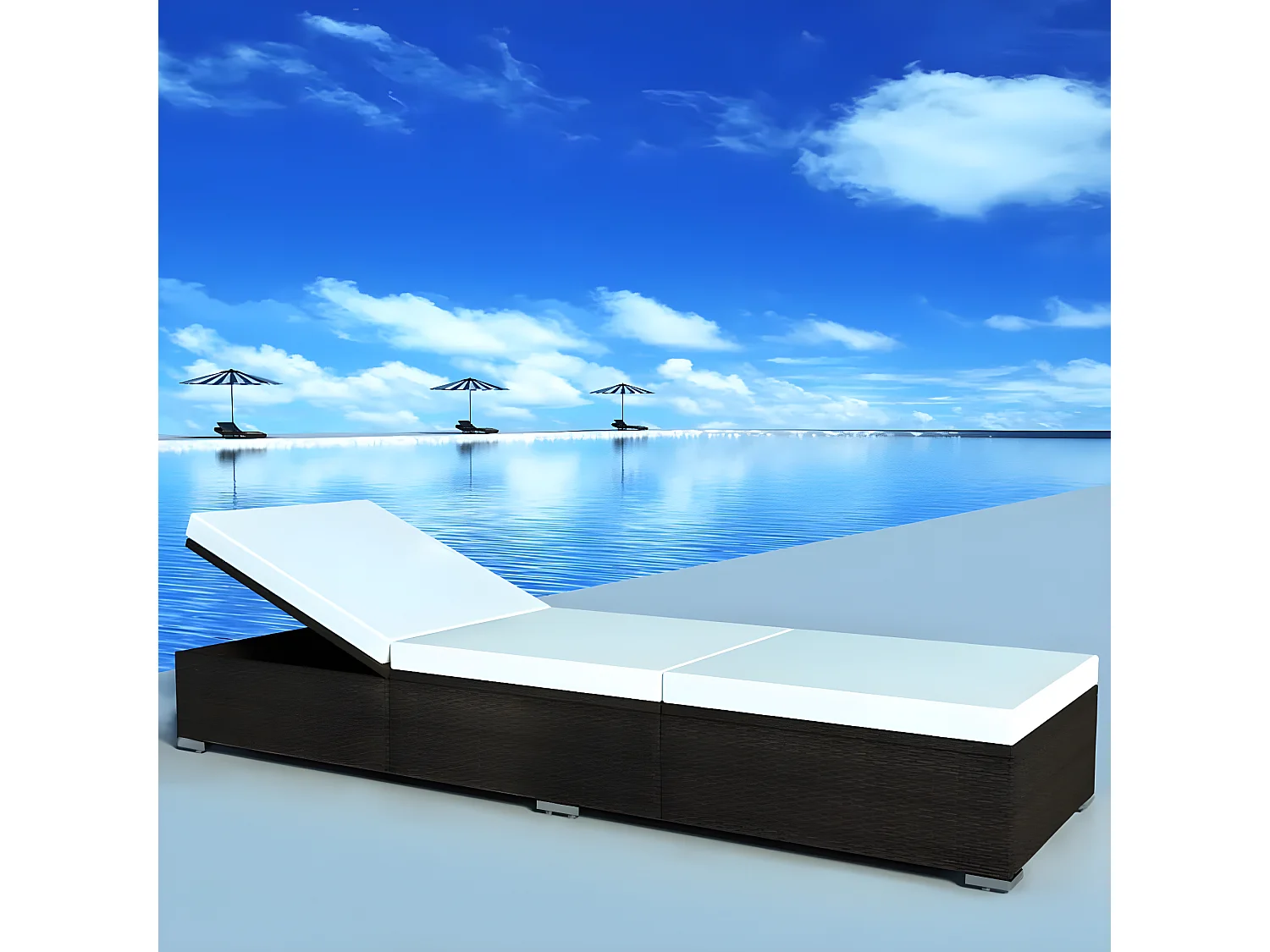 Bain de soleil avec coussin Résine tressée Marron SEF47650