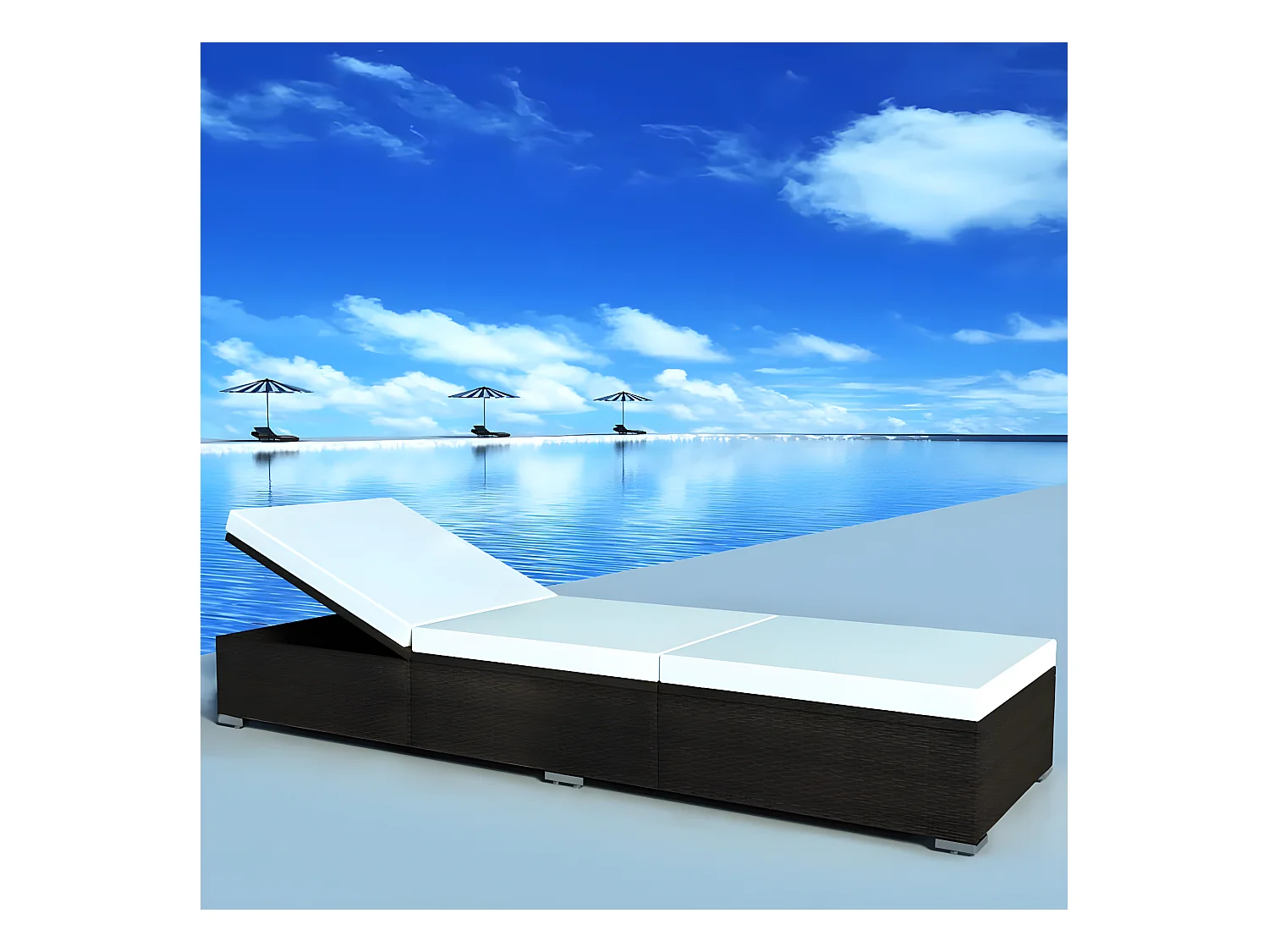 Bain de soleil avec coussin Résine tressée Marron SEF47650