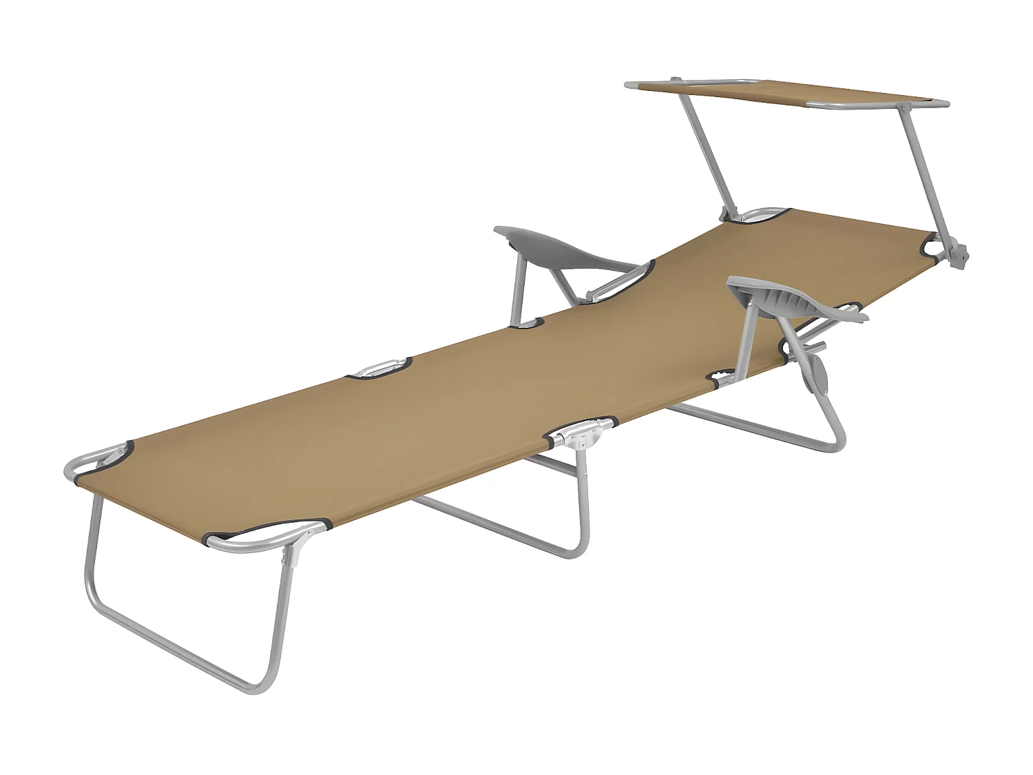 Bain de soleil pliable avec auvent Acier Taupe SEF76066