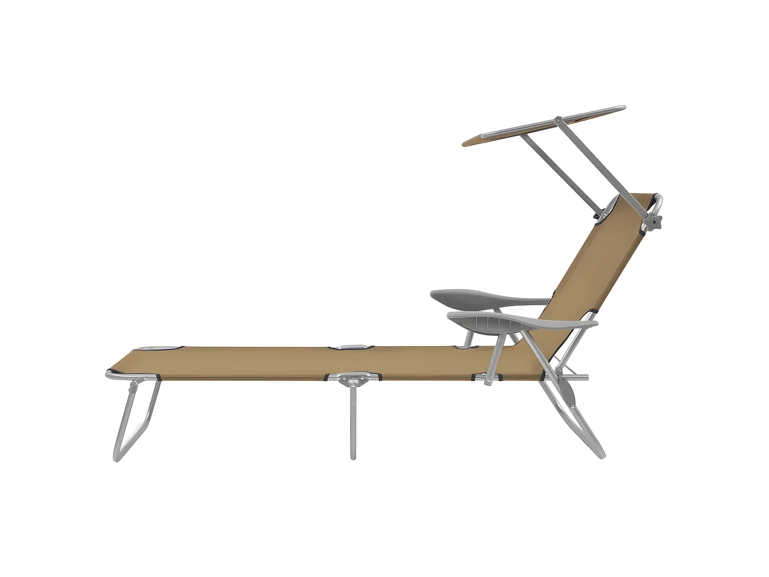 Bain de soleil pliable avec auvent Acier Taupe SEF76066