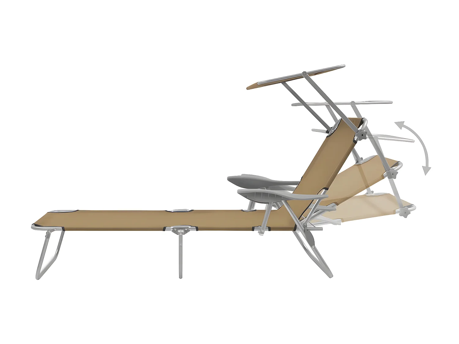 Bain de soleil pliable avec auvent Acier Taupe SEF76066