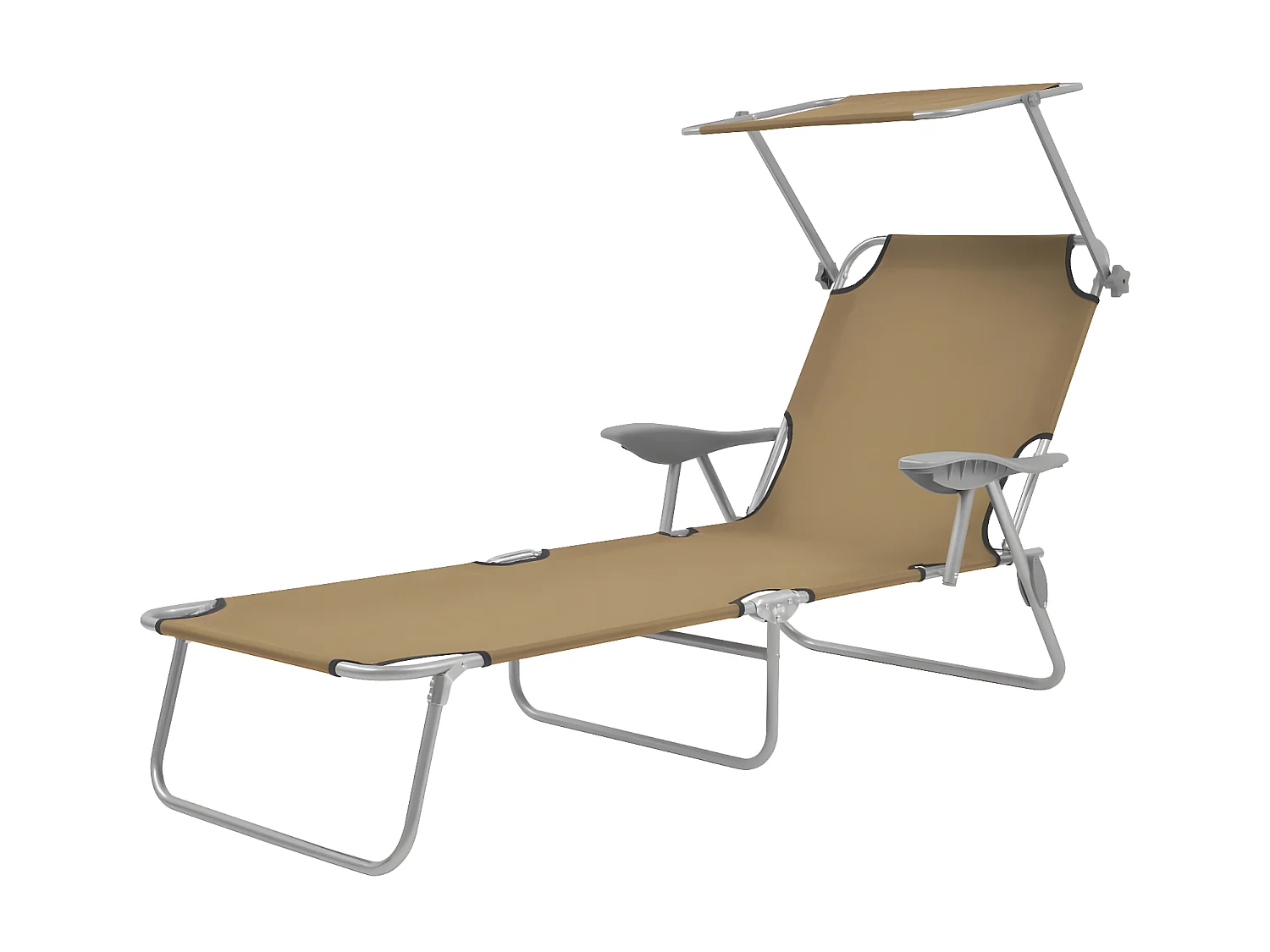 Bain de soleil pliable avec auvent Acier Taupe SEF76066