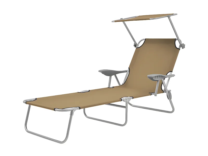 Bain de soleil pliable avec auvent Acier Taupe SEF76066