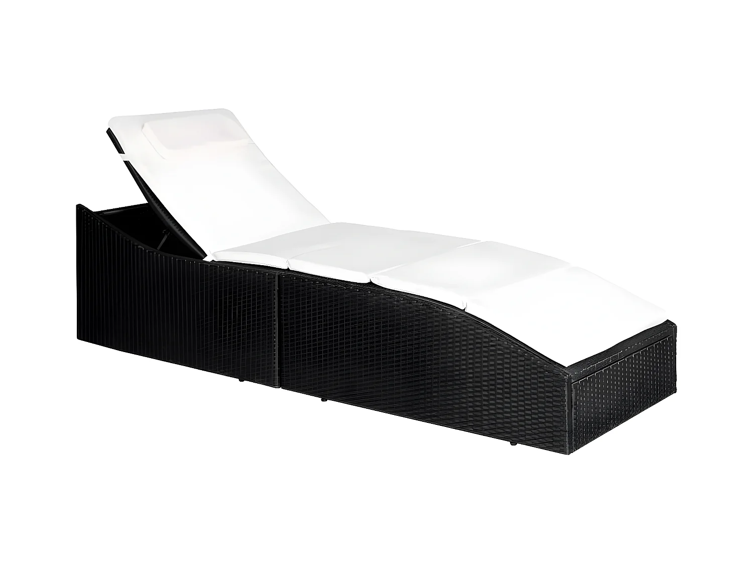 Bain de soleil avec coussin Résine tressée Noir SEF77162