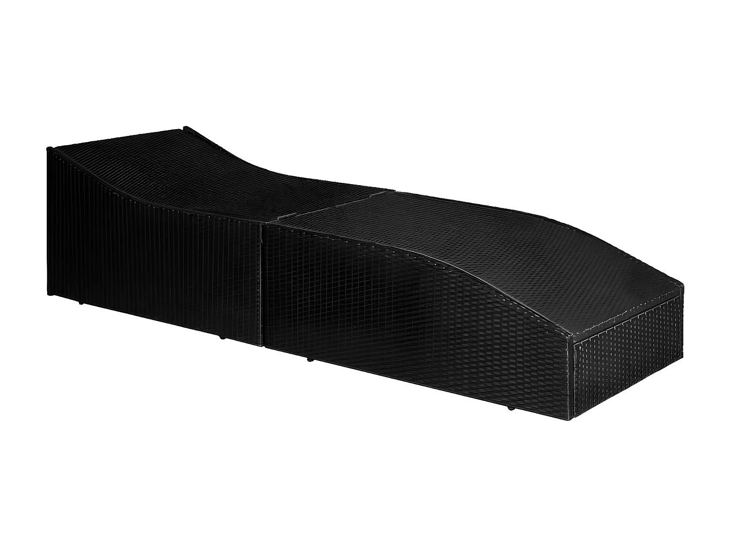 Ligbed met kussen poly rattan zwart NL971643