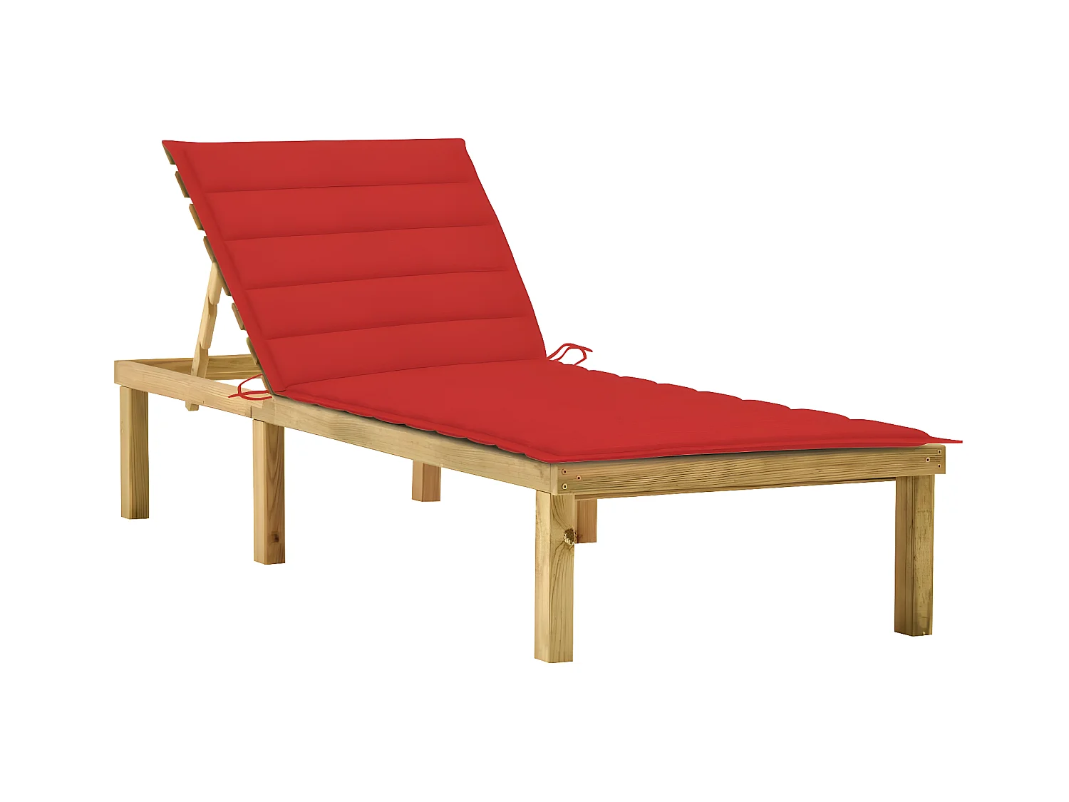 Bain de soleil avec coussin rouge Bois de pin imprégné SEF69257