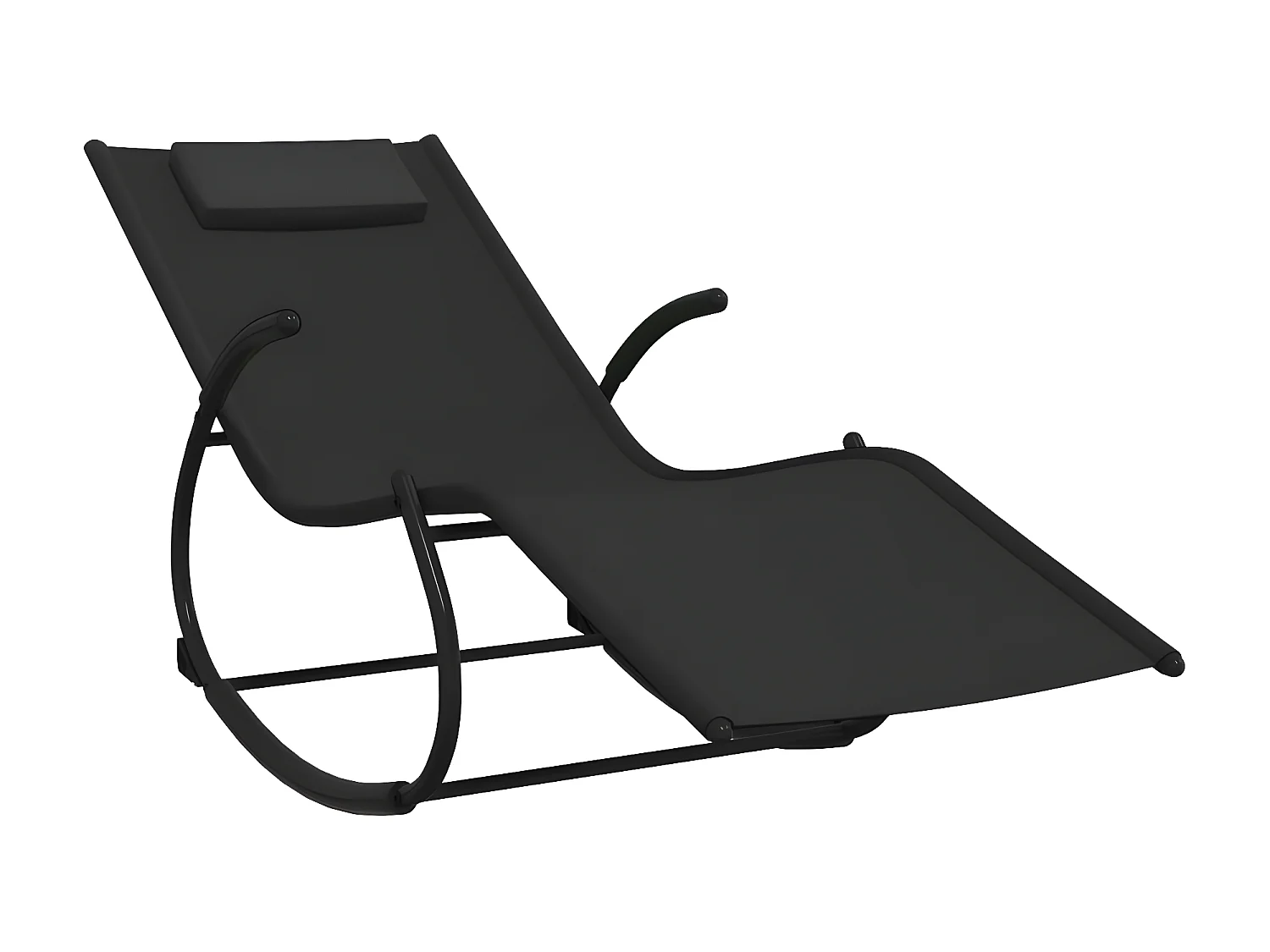 Ligbed schommelend staal en textileen zwart NL555503