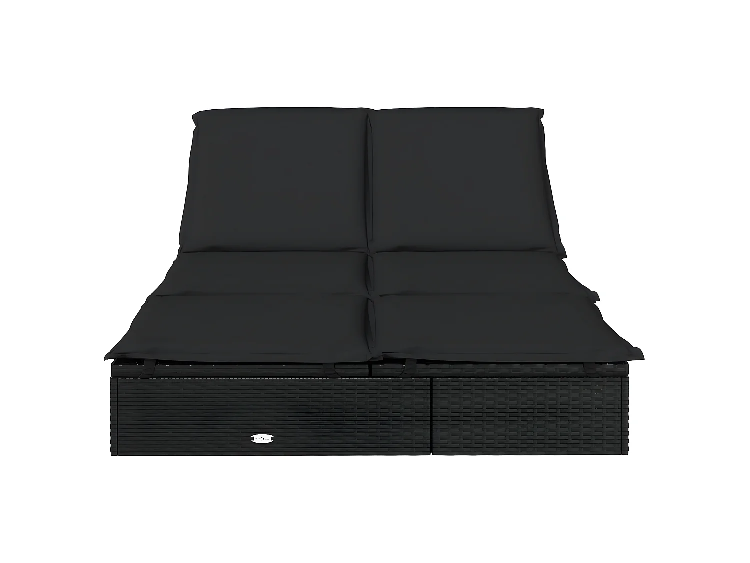 Bain de soleil à 2 places avec coussins noir résine tressée SEF50323