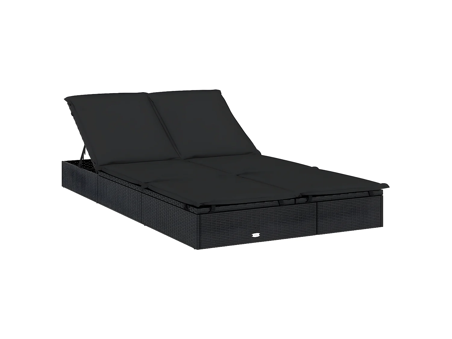 Bain de soleil à 2 places avec coussins noir résine tressée SEF50323