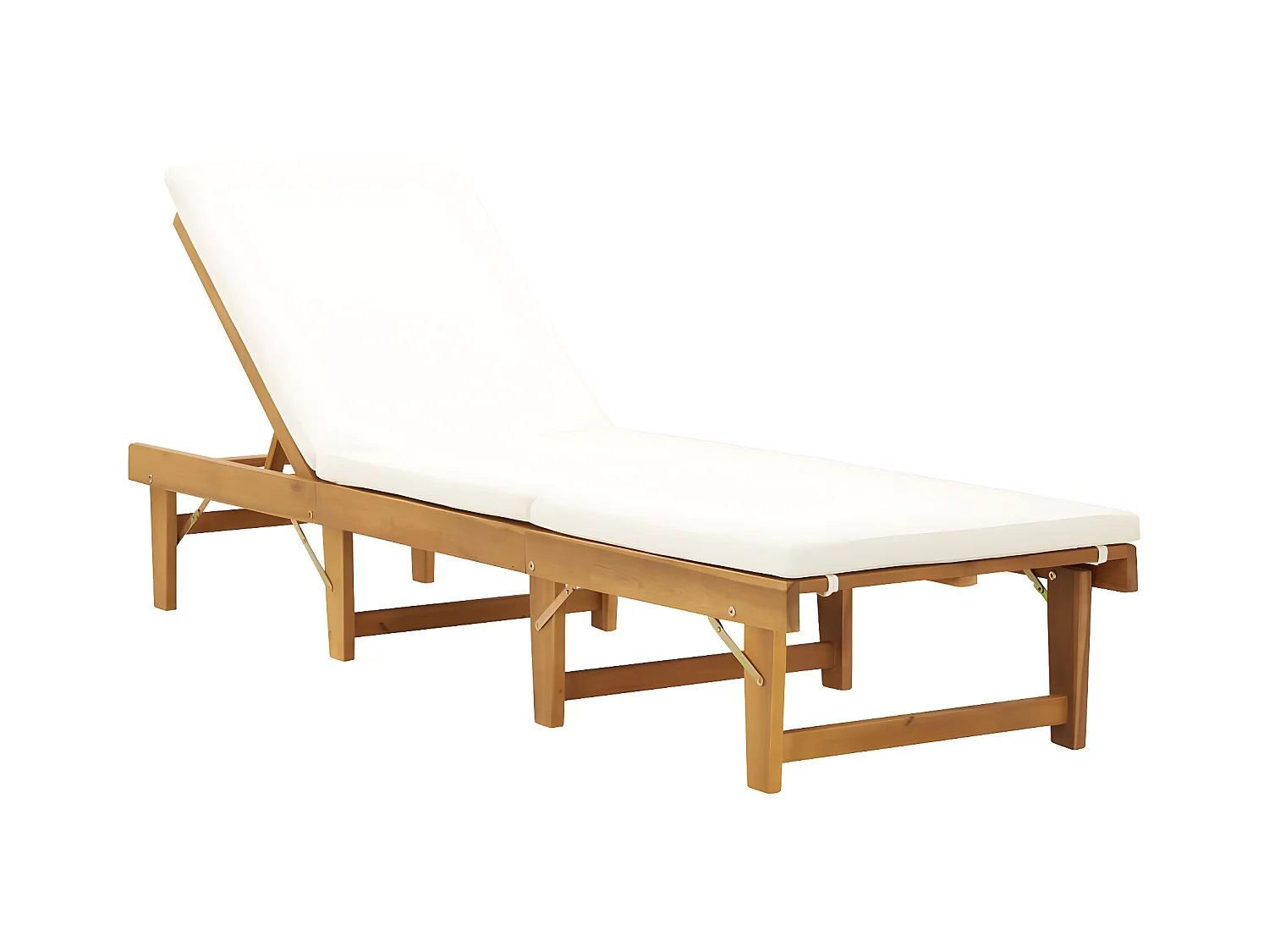 Bain de soleil pliante avec coussin Bois d'acacia solide SEF41441