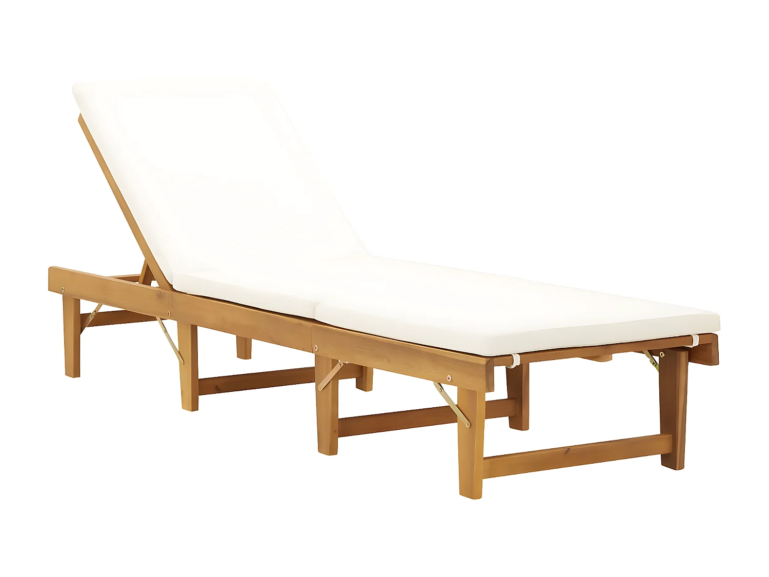 Bain de soleil pliante avec coussin Bois d'acacia solide SEF41441