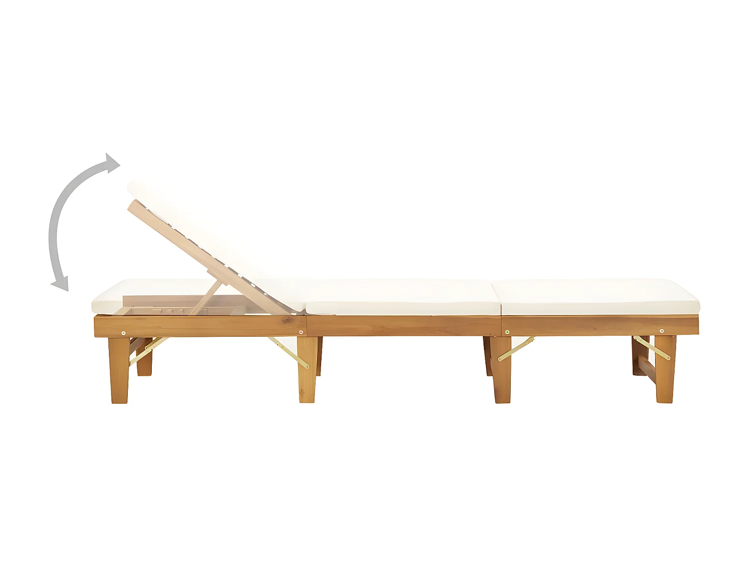 Bain de soleil pliante avec coussin Bois d'acacia solide SEF41441