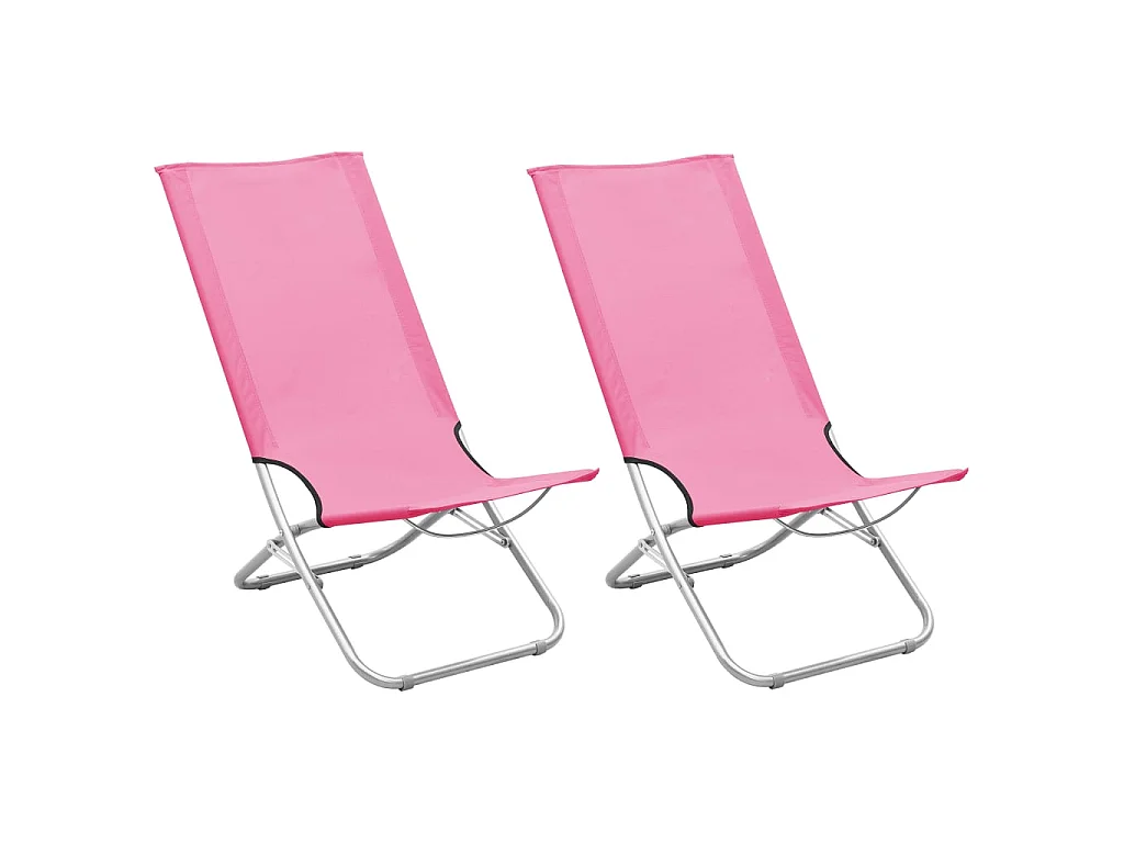 Bains de soleil pliables 2 pcs Rose Tissu SEF11483