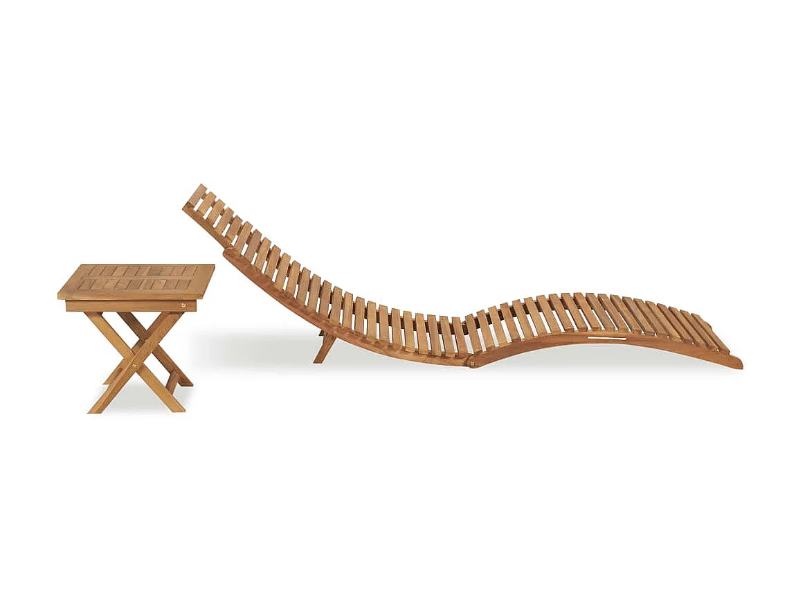 Tumbona plegable con mesa de madera maciza de teca ES26786