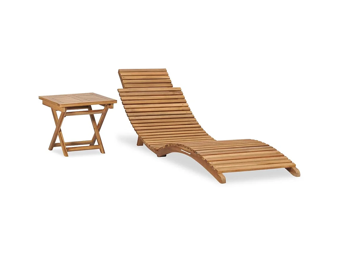 Bain de soleil pliable avec table Bois de teck solide SEF59601