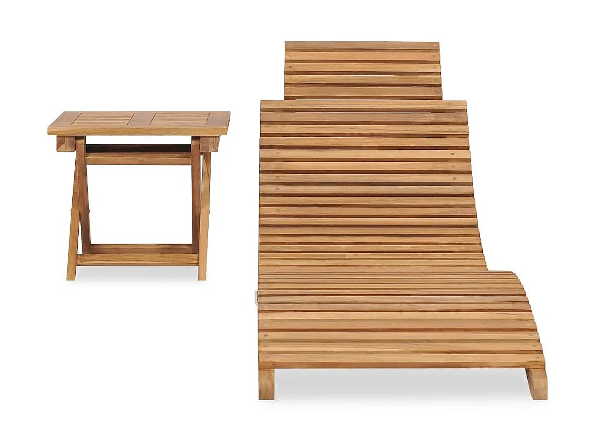 Tumbona plegable con mesa de madera maciza de teca ES26786