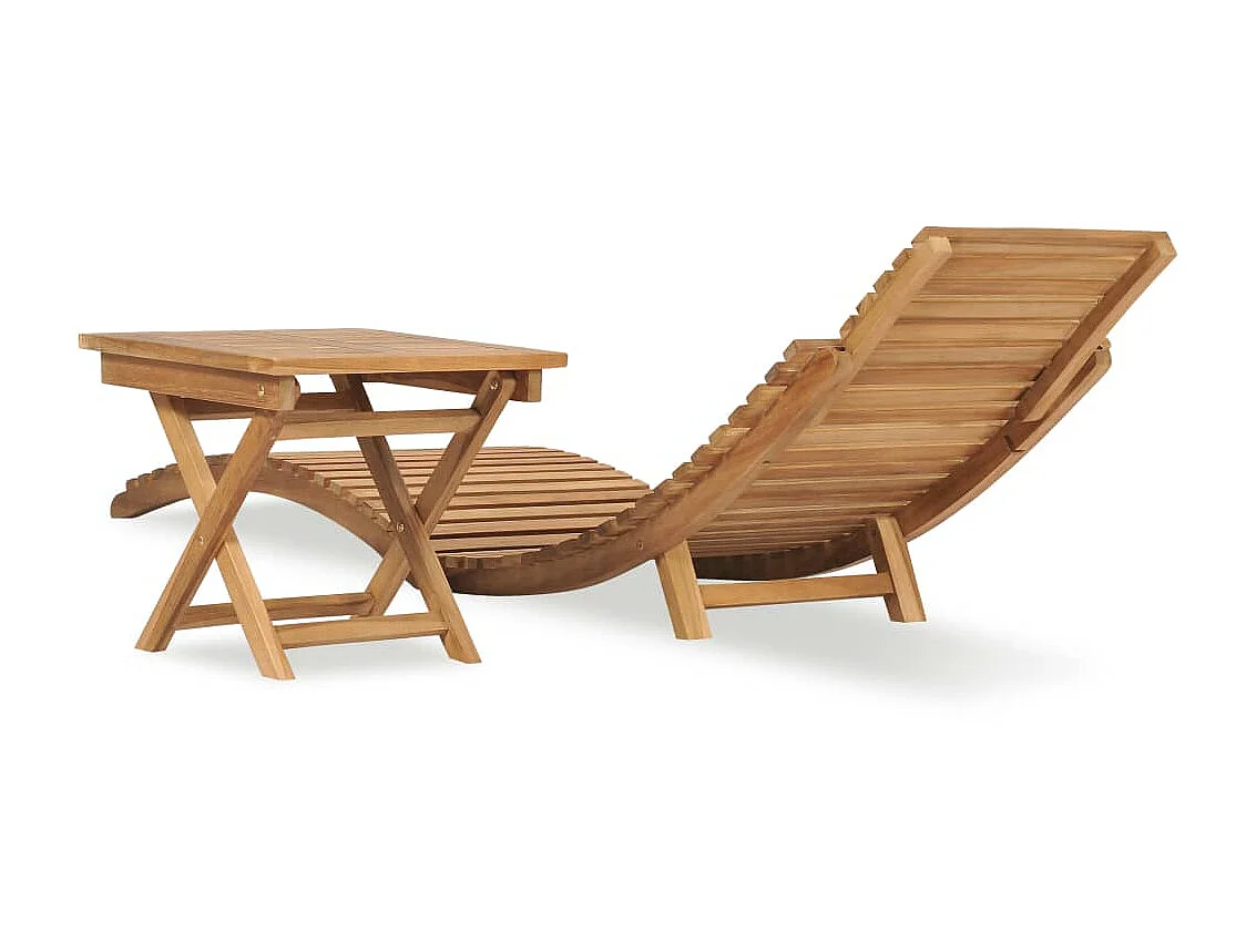 Tumbona plegable con mesa de madera maciza de teca ES26786