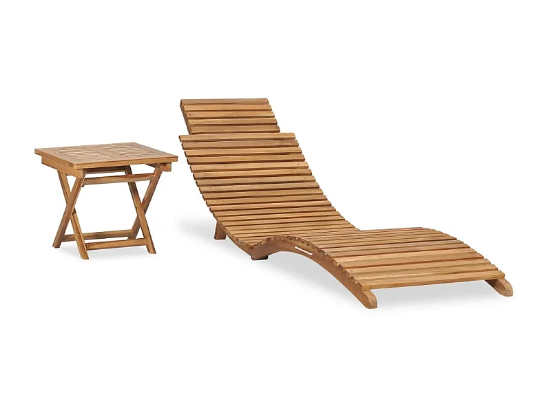 Bain de soleil pliable avec table Bois de teck solide SEF59601
