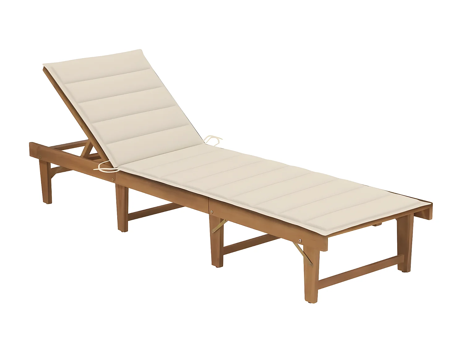 Bain de soleil pliable avec coussin Bois d'acacia solide SEF12607