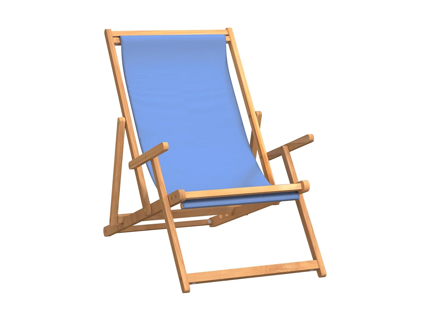 Bain de soleil pliable Bois de teck solide Bleu SEF87390