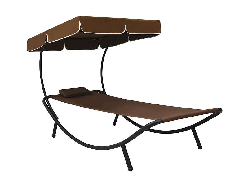 Bain de soleil avec auvent et oreiller Marron PEWV24455