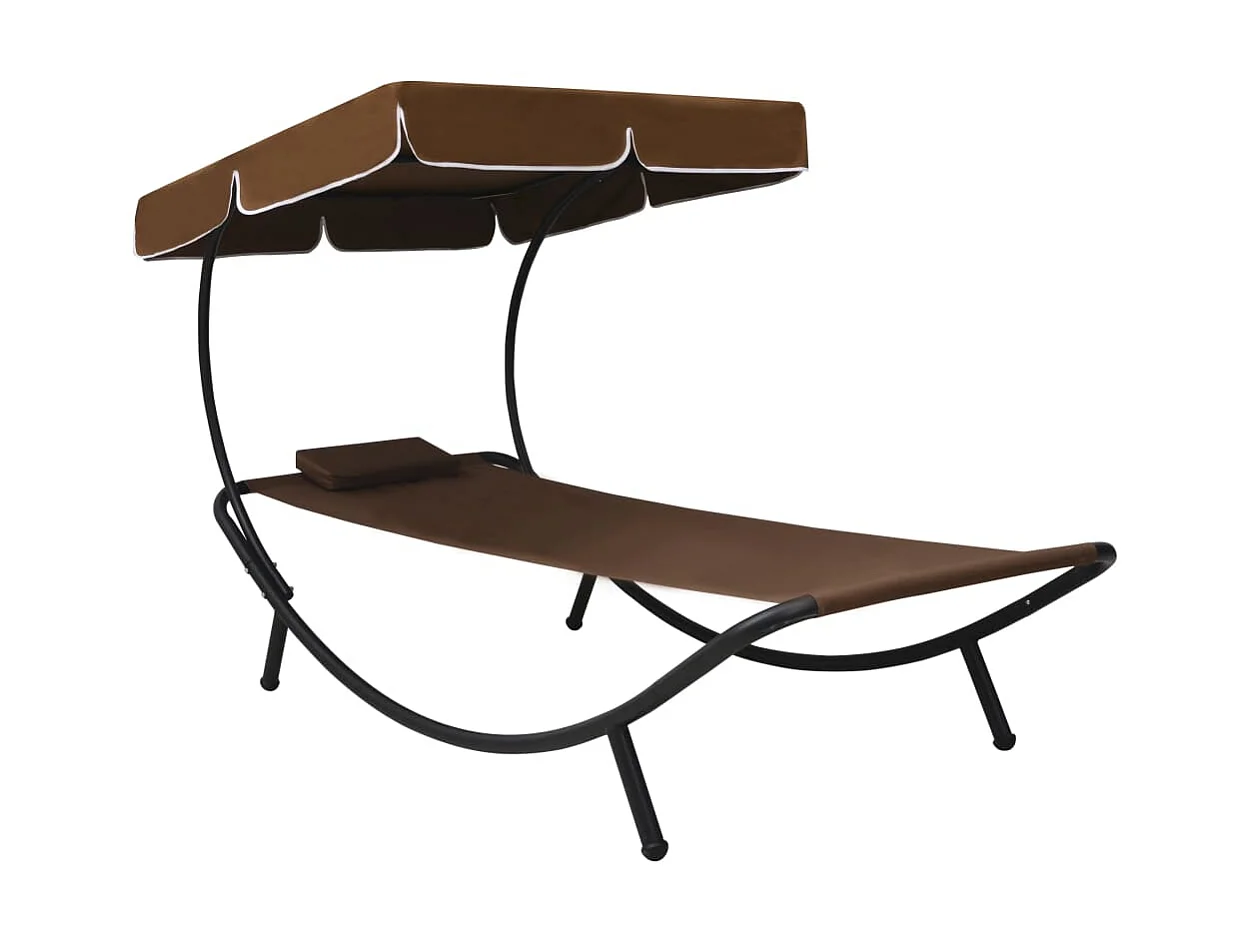 Bain de soleil avec auvent et oreiller Marron PEWV24455