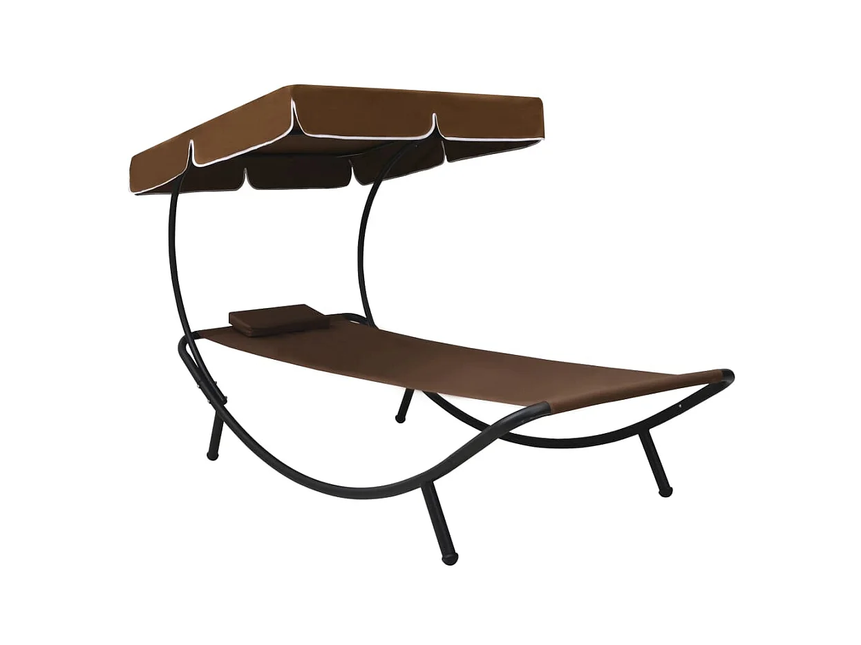 Bain de soleil avec auvent et oreiller Marron PEWV24455