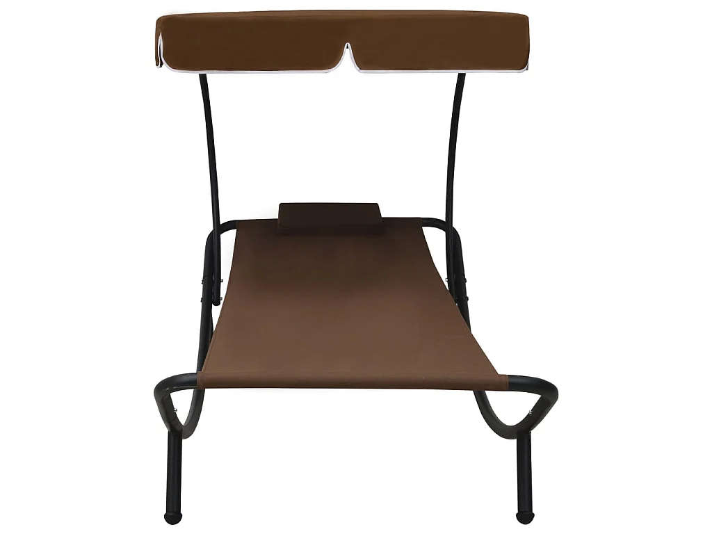 Bain de soleil avec auvent et oreiller Marron PEWV24455