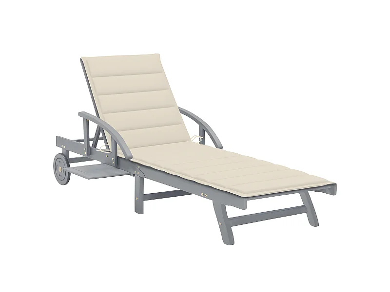 Bain de soleil de jardin avec coussin Bois d'acacia solide SEF35241