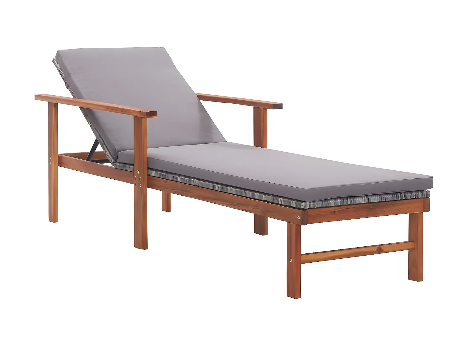 Bain de soleil et coussin Résine tressée et bois d'acacia Gris SEF18386