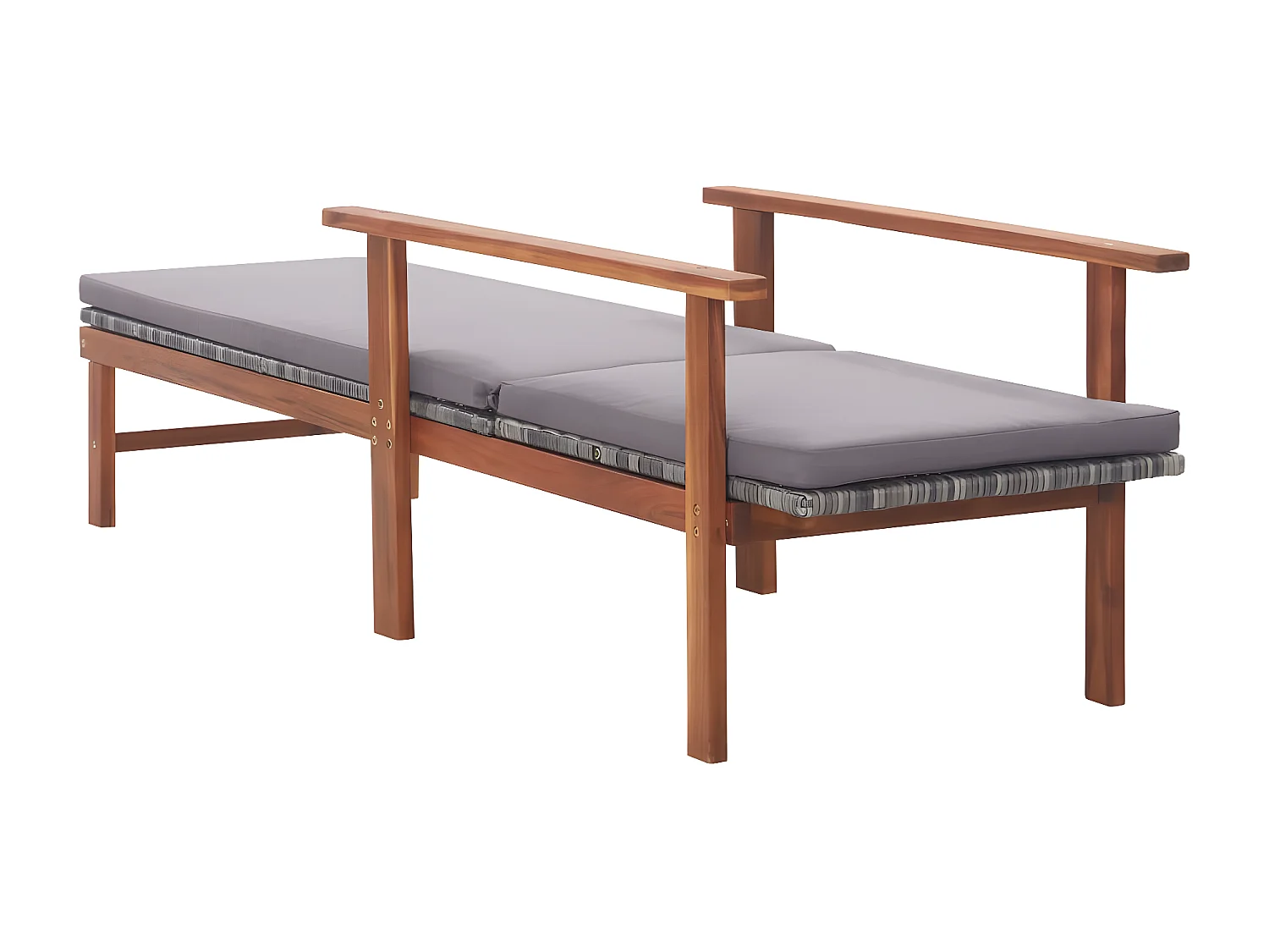 Bain de soleil et coussin Résine tressée et bois d'acacia Gris SEF18386