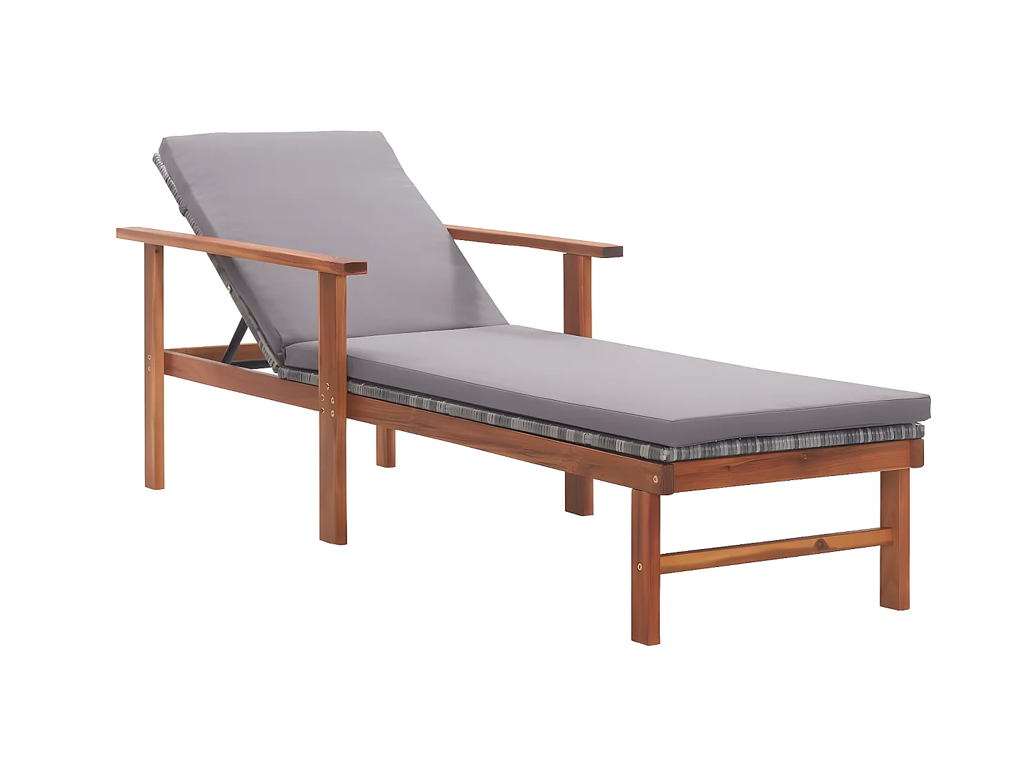 Bain de soleil et coussin Résine tressée et bois d'acacia Gris SEF18386