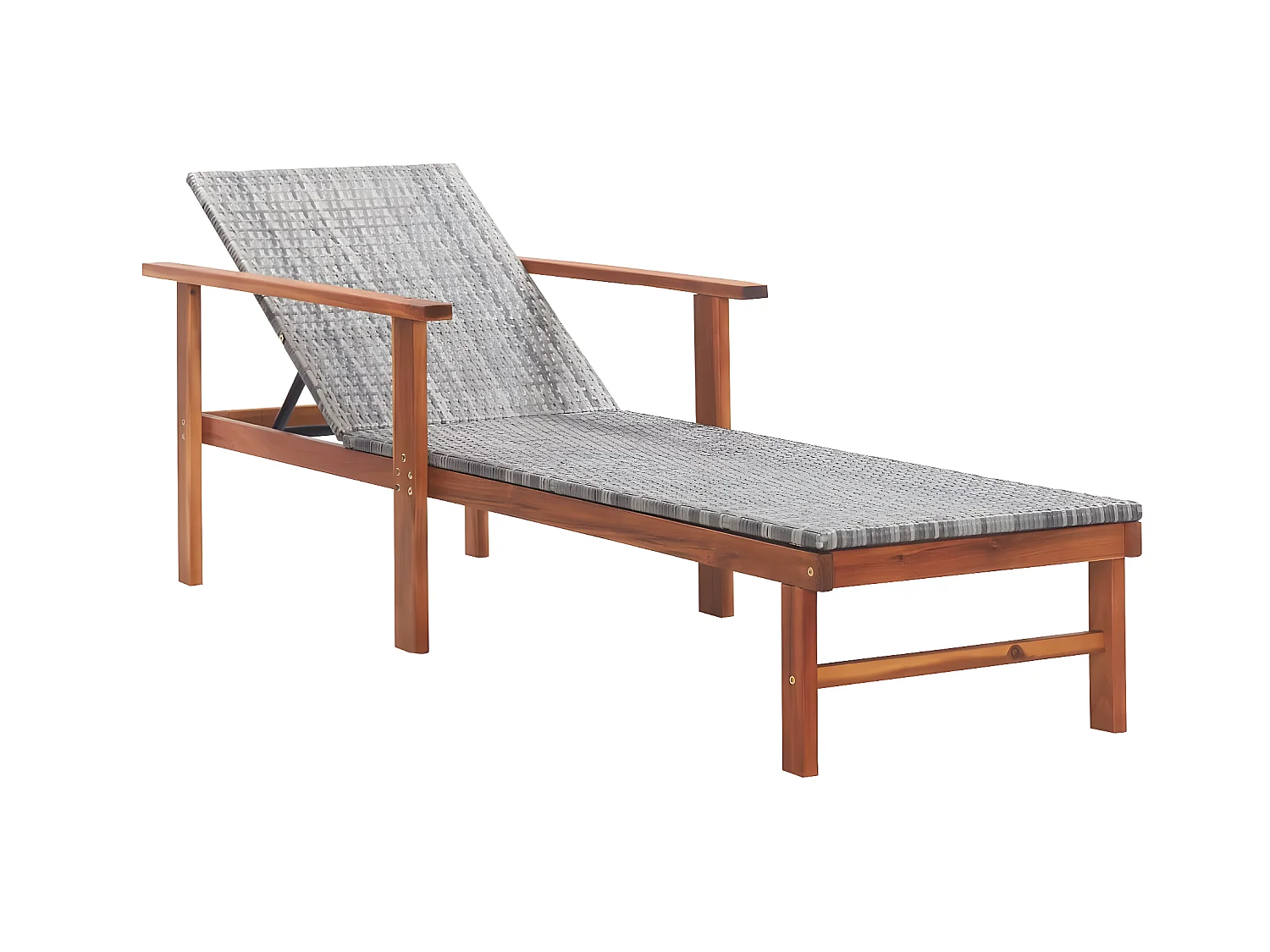 Bain de soleil et coussin Résine tressée et bois d'acacia Gris SEF18386