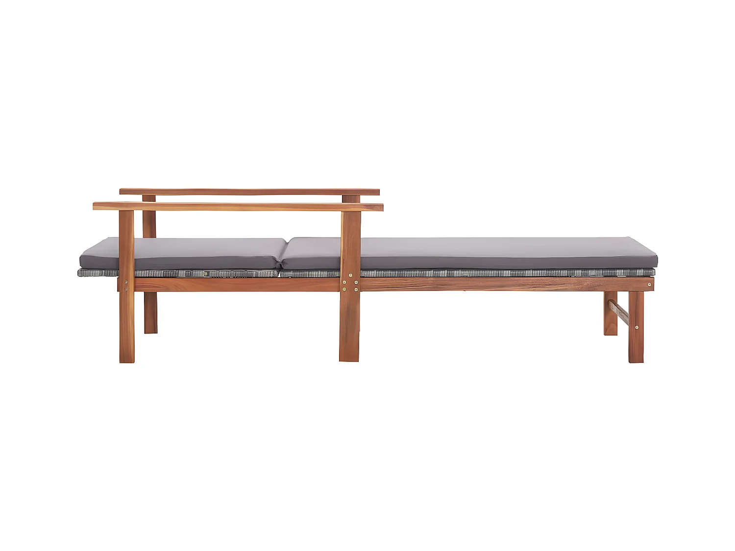 Bain de soleil et coussin Résine tressée et bois d'acacia Gris SEF18386