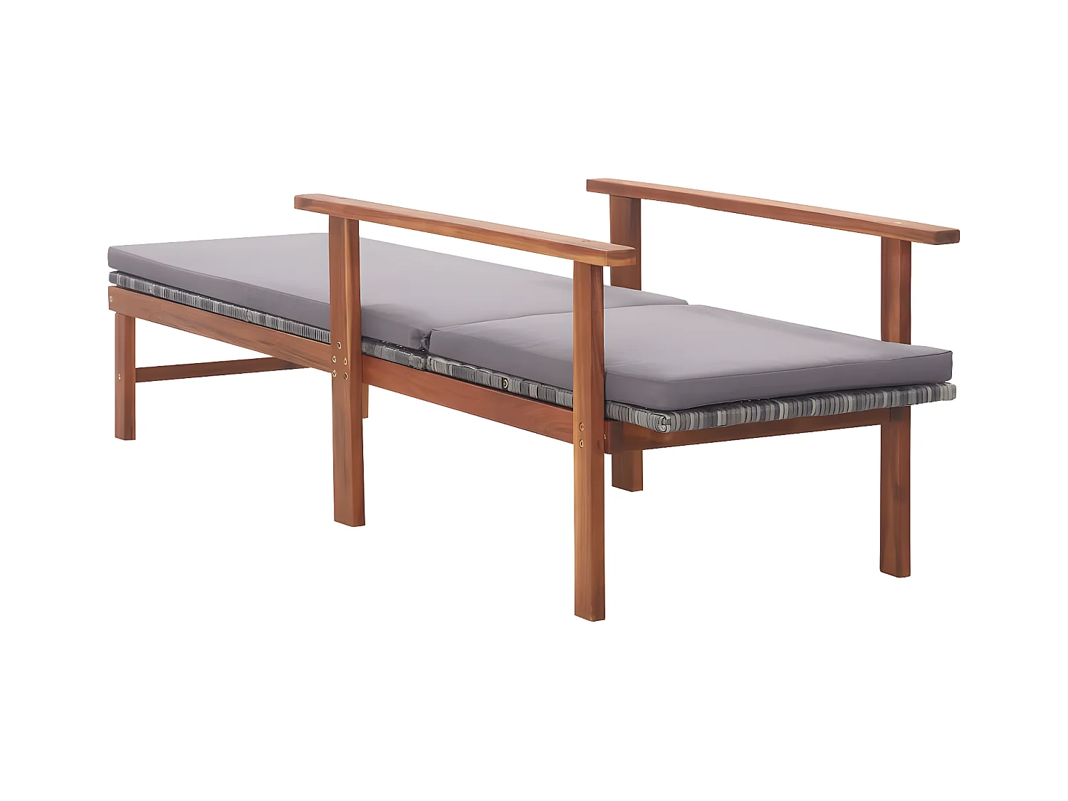 Bain de soleil et coussin Résine tressée et bois d'acacia Gris SEF18386