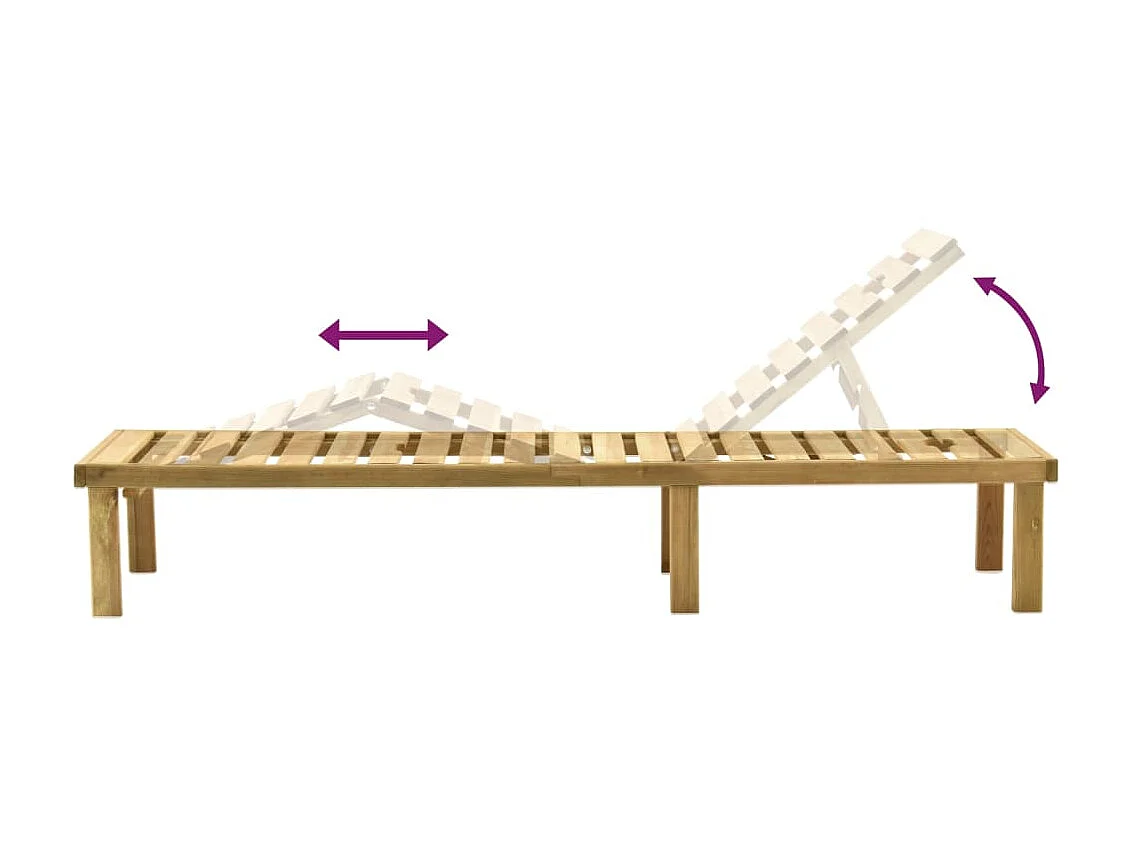 Bain de soleil de jardin avec table Bois de pin imprégné SEF37347